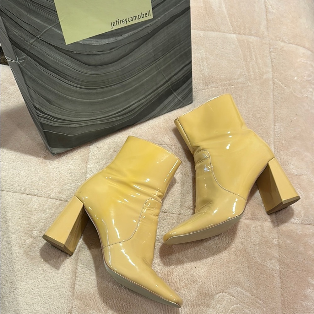 Jeffrey Campbell Yellow Patent Leather Ankle Boots
